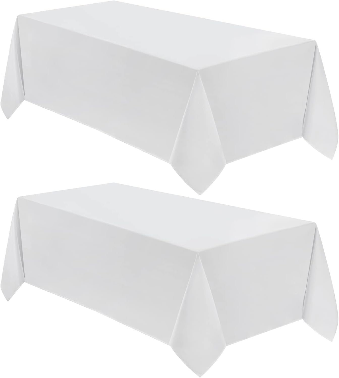 VidaFete 2 Pack 90*132inch Rectangle Tablecloth Polyester Table Cloth，Stain Resistant and Wrinkle Polyester Dining Table Cover for Kitchen Dinning Party Wedding Rectangular Tabletop Decoration(White)