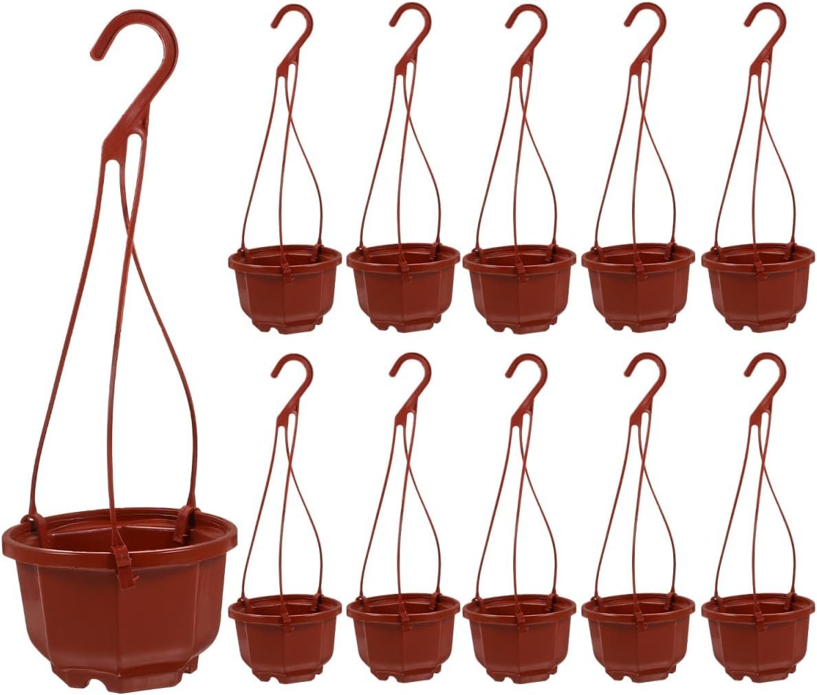 DOITOOL 15 Sets Plastic Hanging Planter Pots Small Hanging Flower Pot, Hanging Orchid Pots for Outdoor Indoor Plants and Home Garden Balcony Decoration (Coffee,9.5x6CM)