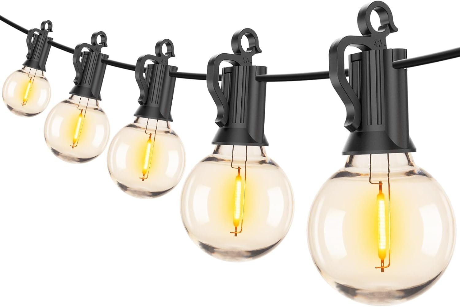 Brightown LED String Lights Outdoor 100Ft Waterproof G40 Patio Lights with 102(2 Spare) Led Shatterproof Bulbs, LED Globe Hanging Light for Porch Bistro Balcony Backyard Decor, E12 Socket, 2200K