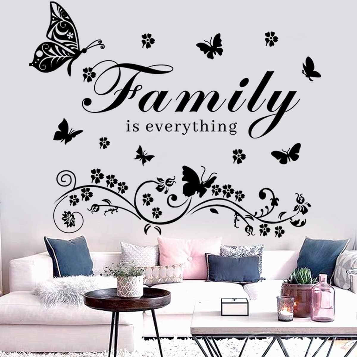 Family Wall Art Decal – Removable Wall Stickers Quotes ‘Family is Everything’ for Living Room, Bedroom, Dining Room, Kitchen