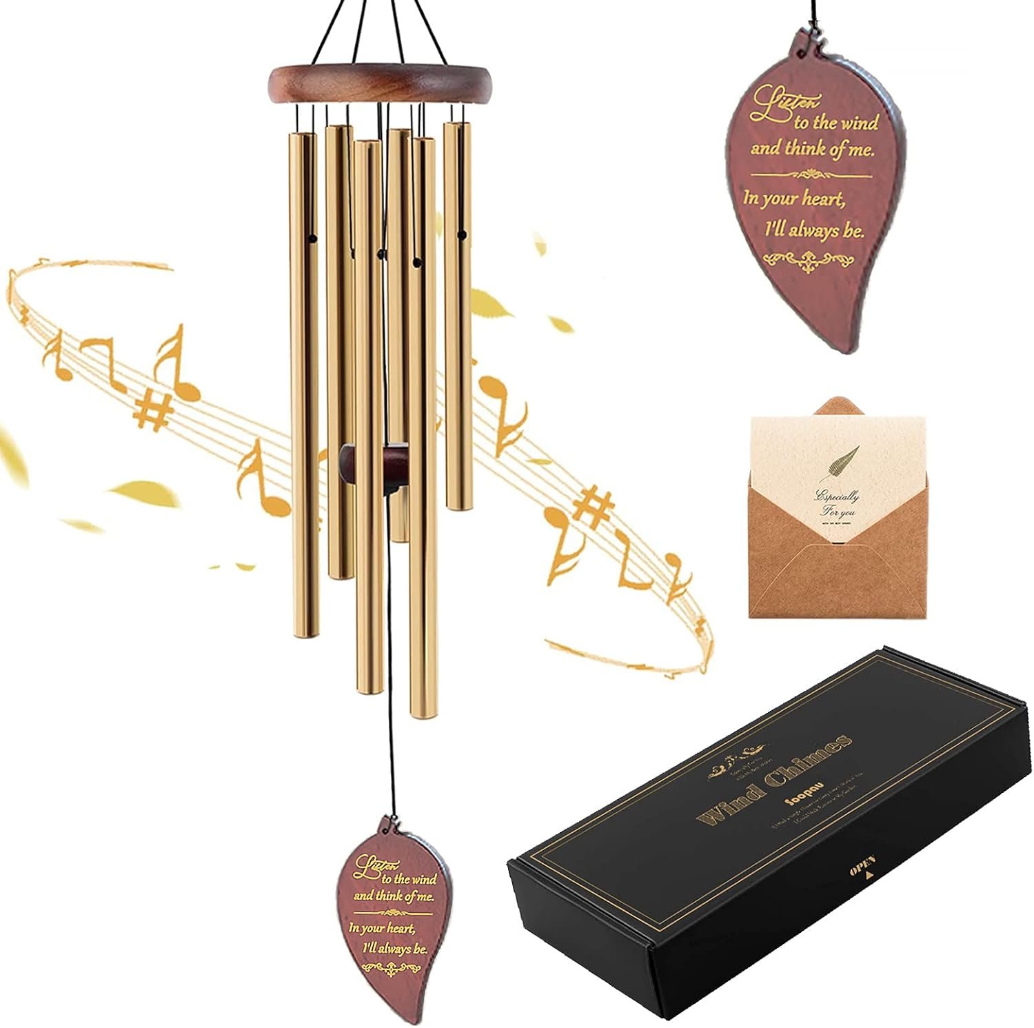 Wind Chimes for Outside, 30″ Wooden Sympathy Wind Chimes Memorial Wind Chime for Loss of Loved One Mother Father, Sympathy Gift Home Decor Outdoor Garden Patio