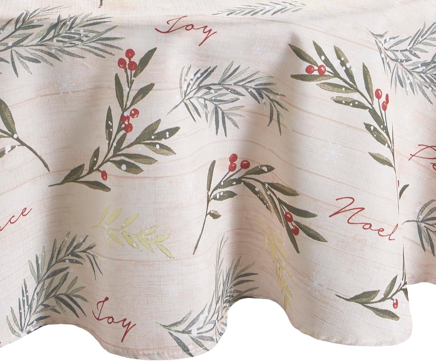 Elrene Home Fashions Holiday Tree Trimmings Wrinkle Resistant Fabric Christmas Tablecloth, 70″, Round