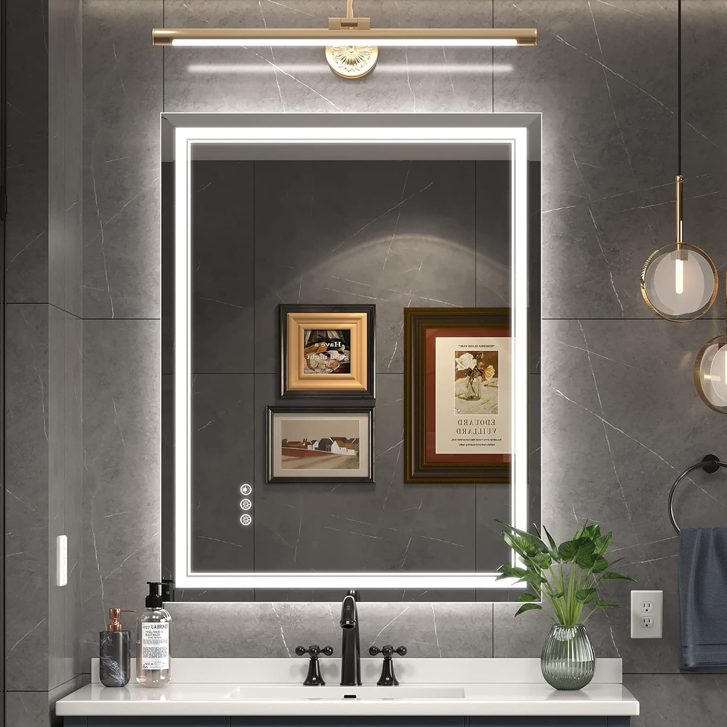28×36 Inch Led Mirror for Bathroom with Front Light and Backlit, Dimmable Anti Fog Wall Bathroom Mirror with Led Lights, Water Proof, Decor Vanity Mirror