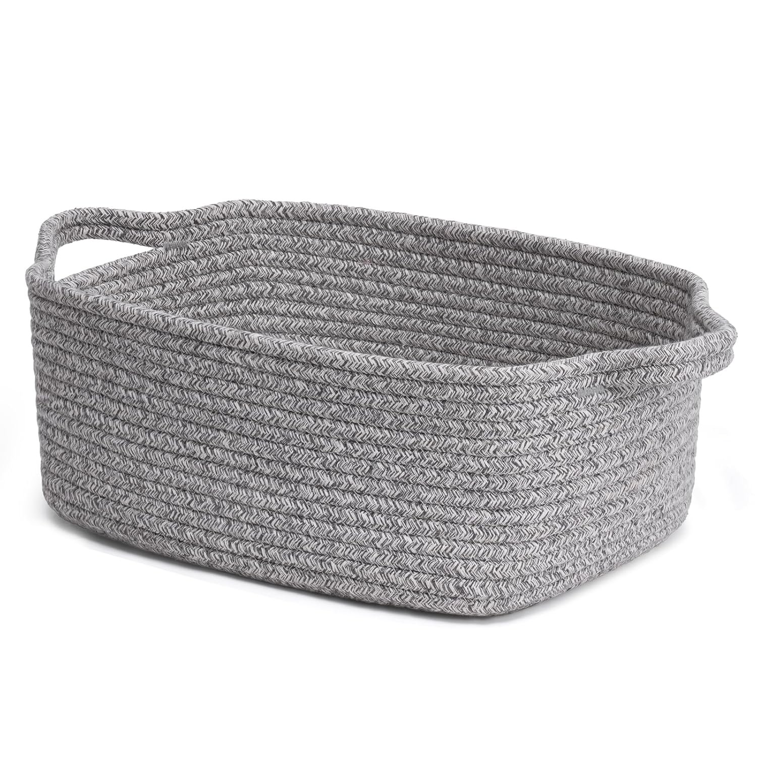 CHICVITA Storage Basket for Gifting, Small Woven Basket for Towels, Cute Baskets for Baby, Nursery, Decorative Rope Baskets for Living Room, Grey, 13 x 9.8 x 5 inches
