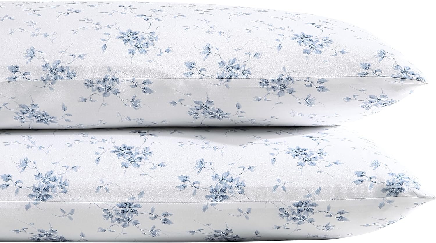 Laura Ashley – Pillowcase Set, Smooth & Wrinkle-Resistant Cotton Sateen Bedding, 2 Piece Pillowcases (Garden Muse Blue, Standard)