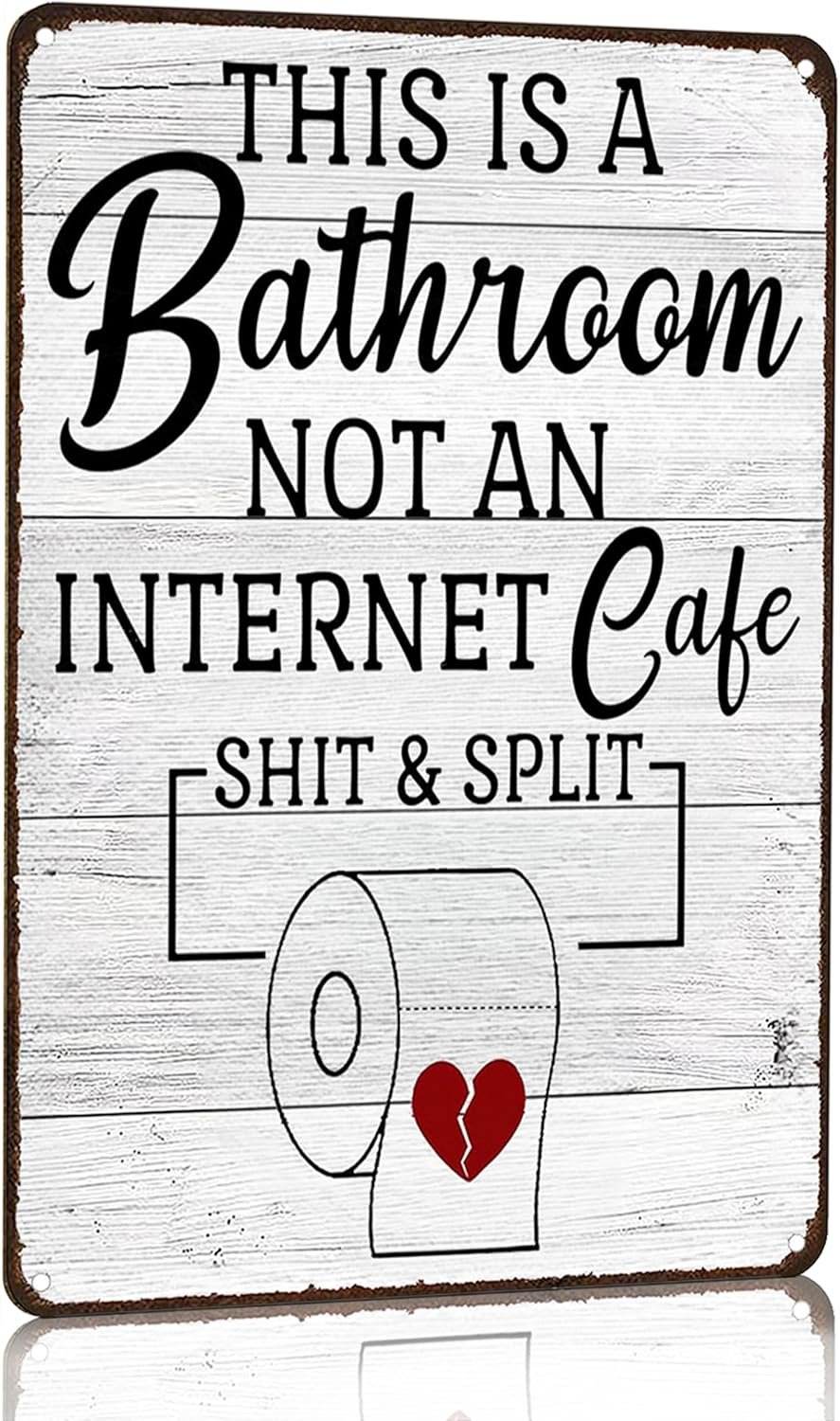 Funny Sarcastic Bathroom Toilet Decor Sign This Is A Bathroom Not An Internet Cafe Quotes Wall Art Vintage Tin Sign 8×12 Inches (3192)