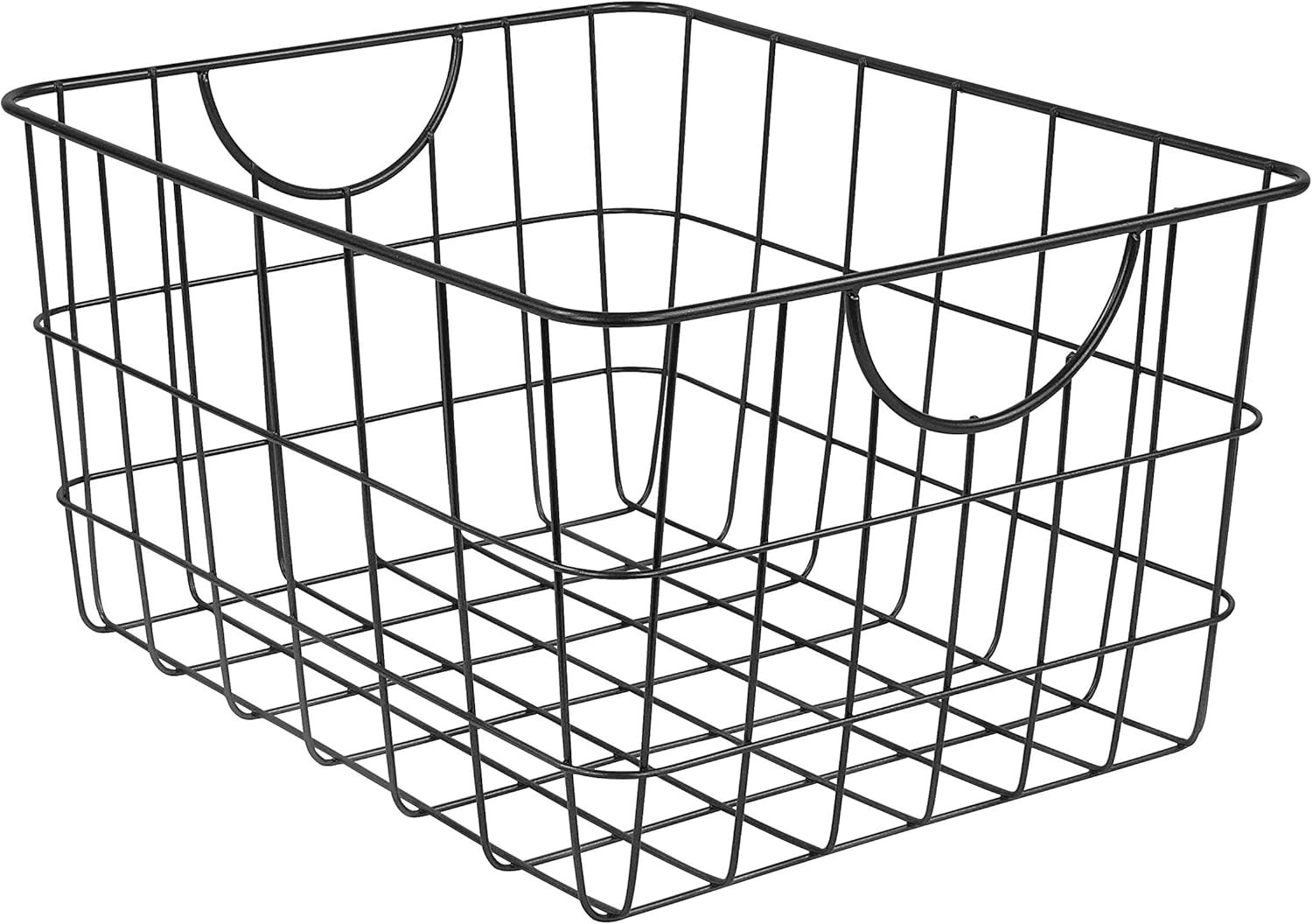 Spectrum Utility Wire Baskets for Organizing – Sturdy Steel Metal Basket Storage Organizer Bin with Handle – Open Wire Storage Baskets for Kitchen Pantry, Cabinets, Closet & Garage Shelves