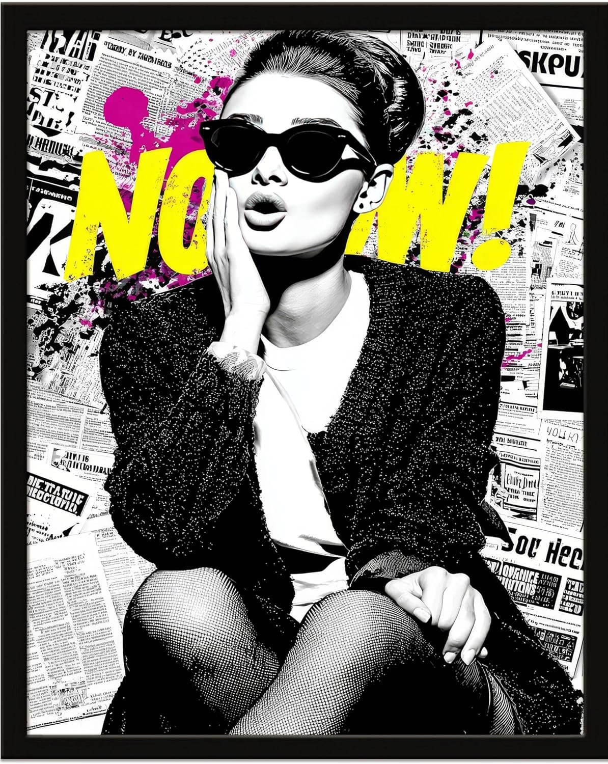 Beautiful Chic Woman Wall Art Prints Beautiful Audrey Hepburn Poster Canvas Art Wall Decor Picture For Bedroom Office Dorm Bathroom Wall Decor Aesthetic Home Artwork 8″ × 10″ In Framed