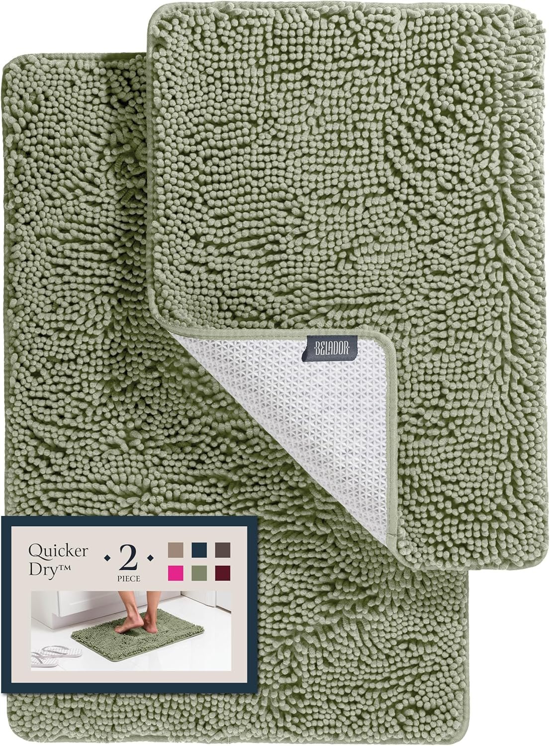 BELADOR Bathroom Rugs Sets 2 Piece- Plush Bath Mat Set Quick-Dry Soft Chenille Mat with Rubber Backing, Absorbent Rug Set, Washable Bath Rugs – Bath Mats 24×17 + 30×20