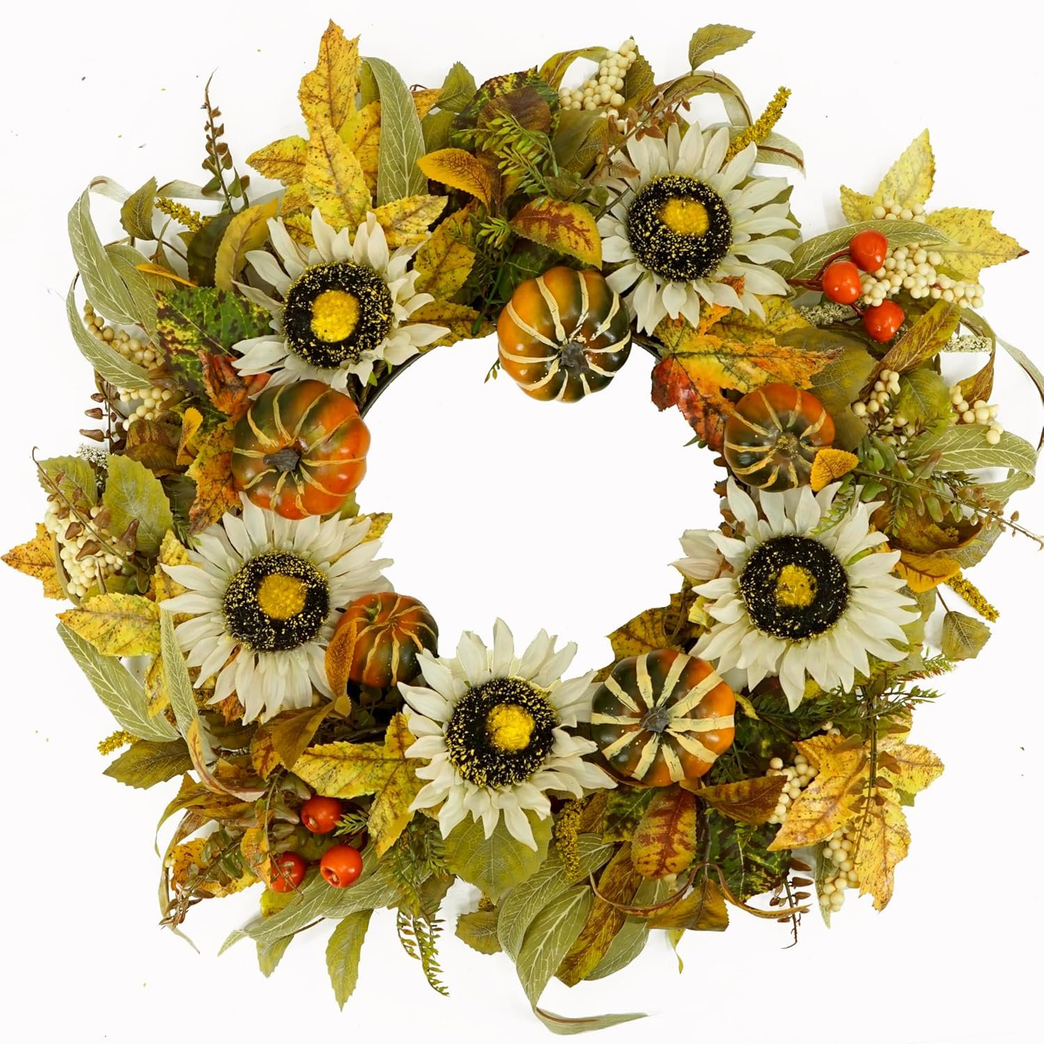 Fall Wreaths for Front Door 22 inch Autumn Thanksgiving Wreath with Pumpkin,Sunflower,Fall Leaves for Front Door Indoor Outdoor Farmhouse Home Festival Decoration