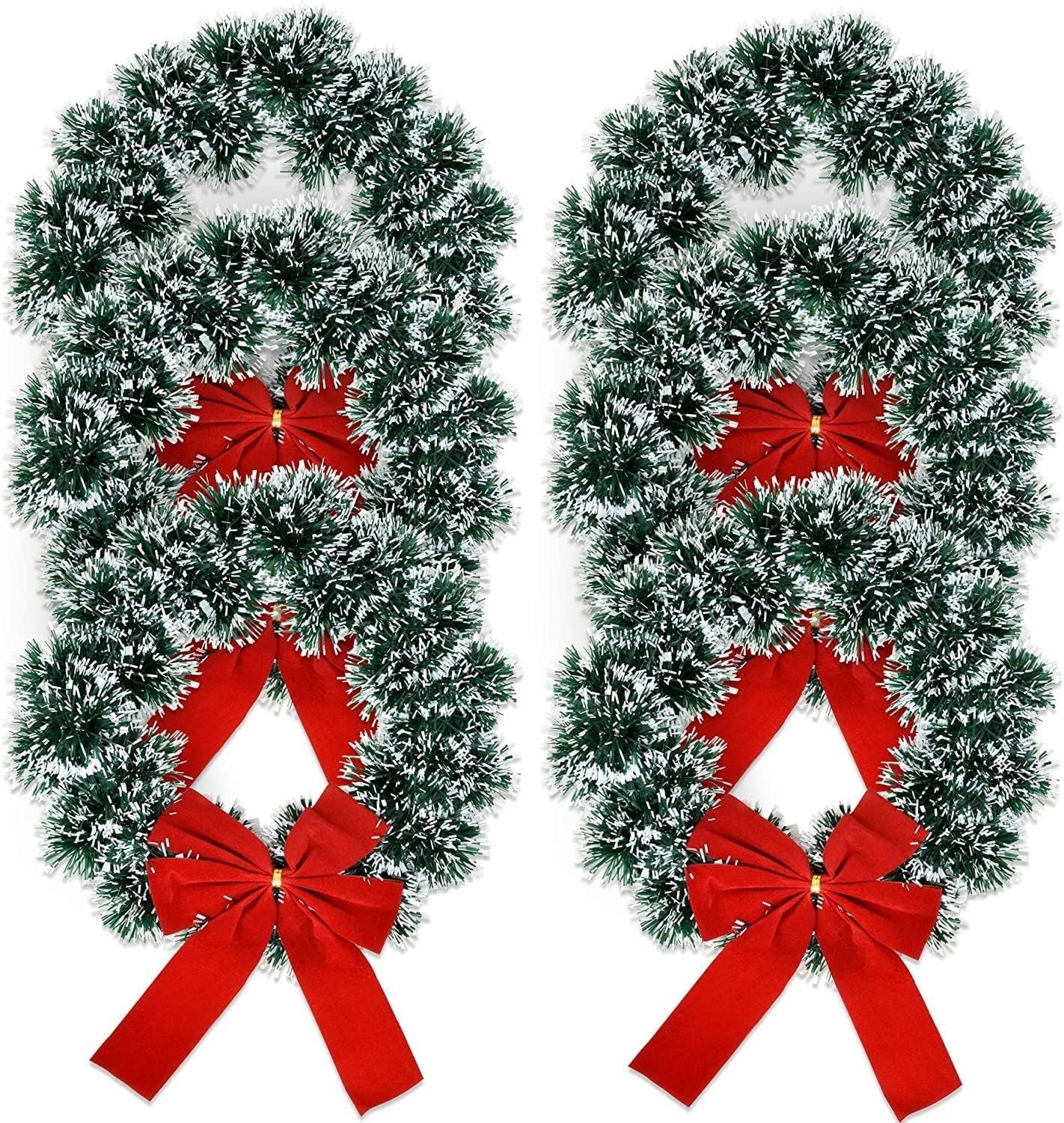 Gift Boutique 6 Christmas Wreath 9.5 with Red Velvet Bow Tinsel Wreaths Crafts for Door Kitchen Decor Pine Indoor Decorations Home Window Decoration Holiday Crafting