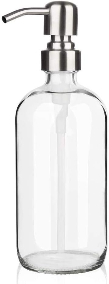 ARKTEK Glass Soap Dispenser – Clear Dish Soap Dispenser for Kitchen, Refillable Liquid Hand SoapDispenser with Rust Proof Stainless Steel Pump for Bathroom, Countertop (17 Ounce/ 500 ML)