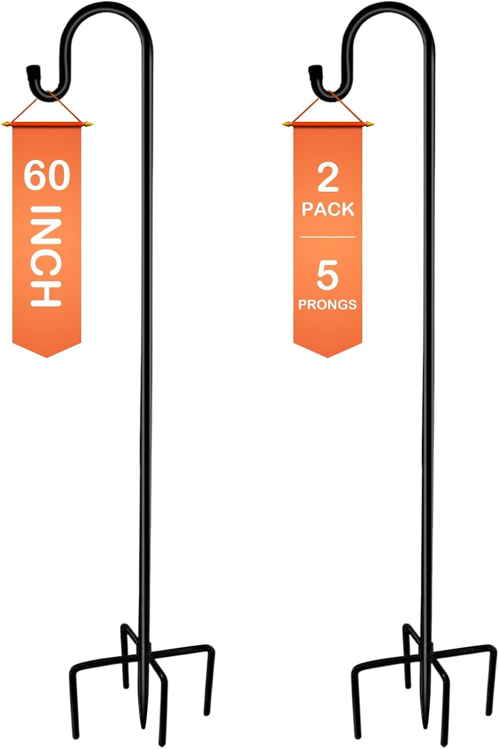 Ottsuls Shepherd-Hooks 60″ Adjustable for Bird-Feeder Lantern Plant-Hook Garden-Stake – Plant Stand Hanger for Outdoor Flower Basket, Bird Feeder Hanger Weddings Decor (2 Pack)