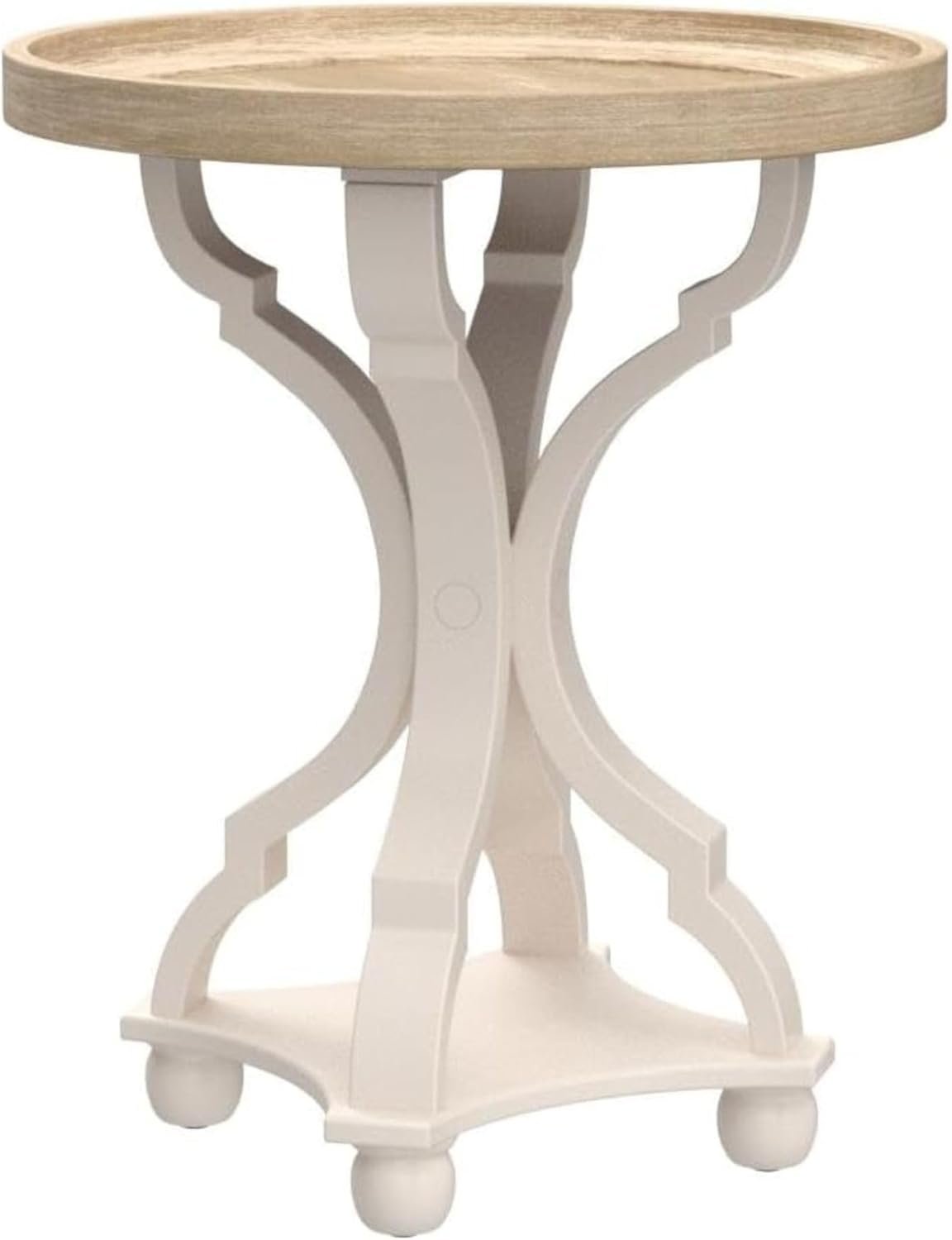 Rustic Farmhouse Cottagecore Accent End Table, Natural Tray Top Side Table Nightstand for Family, Dinning or Living Room, Handcrafted Finish, Modern, White