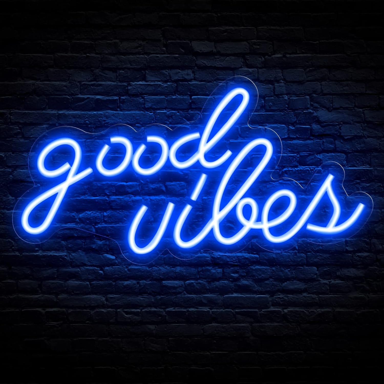 Blue Good Vibes Neon Sign – LED Neon Signs for Wall Decor, Neon Lights for Bedroom, Neon Wall Signs (16.1 x 8.3 inch)