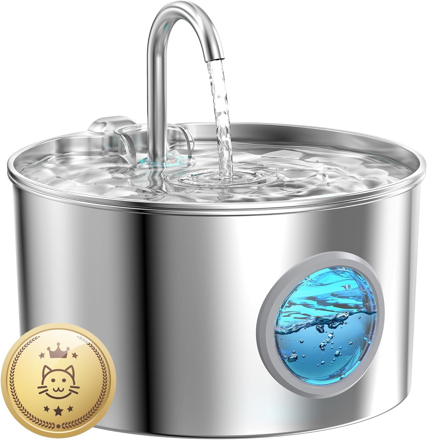 Cat Water Fountain Stainless Steel: 74oz/2.2L Cat Fountain for Drinking – Pet Water Fountain for Cats Inside – Quiet Cats Water Bowl Dispenser – Kitty Drinking Fountains – for Pets& Small Animals