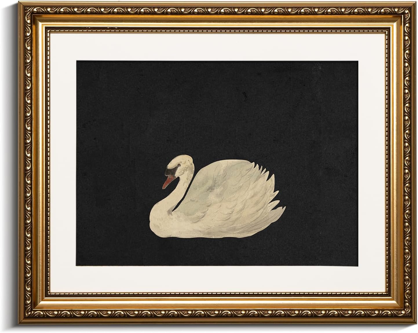 VIYYIEA Gold Framed Wall Art Canvas Print Home Decor Vintage Swan Decoration Grace Swan Art Painting Pictures Rustic Bathroom Wall Decor Animal Farmhouse Artwork for Living Room Bedroom Office 13x16in