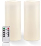 Homemory 10″ x 4″ Large Waterproof Outdoor Flameless Candles with Remote Control and Timer, Battery Operated Flickering LED Pillar Candles for Outdoor Larterns, Porch, Long Lasting, Set of 2