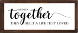 Jetec Together They Built A Life They Loved Sign 14 x 6.4 Inches Farmhouse Wall Decor Rustic Modern Framed Wood Hanging Plaque for the Home Love Signs Decorations (And So Together Style)