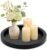 Round Decorative Tray for Coffee Dining Table Countertop Small Wooden Serving Trays Farmhouse Kitchen Home Living Room Decor and Bathroom Accessories Tray Black Rustic Wood Candle Centerpiece Trays