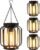 Solar Hanging Lanterns Outdoor Waterproof: 4 Pack Metal Solar-Powered Lights with Hook, Bright Warm Lantern Decor for Outside, Classic Outdoor Lighting for Yard Garden Patio Porch Balcony Decorations