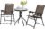 Tangkula 3 Pieces Patio Bistro Set, Outdoor Folding Chairs & Table Set with Tempered Glass Tabletop, Round Table & 2 Foldable Chairs, Small Outdoor Furniture Set for Garden, Poolside & Backyard