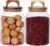 SAIOOL Canister Set of 2, Glass Kitchen Canisters with Airtight Acacia Lid, Tall Clear Airtight Food Storage Jar, Kitchen Pantry Storage Container for Noodles Flour Cereal Coffee