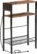 HOOBRO Small Narrow Side Table with Charging Station, Skinny End Table for Small Spaces, Slim Nightstand with USB Ports Outlet, Sofa Beside Table with Storage Shelf, Rustic Brown and Black BF102UBZ01