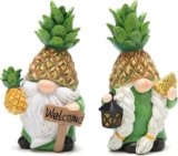 Hodao Gnomes Decorations for Home, Summer Fall Resin Pineapple Gnome Figurines, Pineapple Themed Gift for Loved Ones, Perfect Indoor Outdoor Decor for Home Tabletop Garden Yard – 2 Pcs