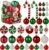 Christmas Tree Ornaments, Green Red White Christmas Ball Ornaments Set of 60 Pack Shatterproof Plastic Xmas Decorations for Home Party Tree