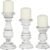 Deco 79 Mango Wood Decorative Candle Holder Turned Style Pillar Candle Stand, Set of 3 Candlestick Holder 10″, 8″, 6”H, White