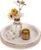 Hanobe Decorative Serving Tray Wood: White Washed Bead Round Tray Decor for Coffee Table Rustic Wooden Trays Farmhouse Centerpiece for Living Room Kitchen Counter