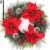 Christmas Wreath for Front Door, 24 Inch Large Outdoor Christmas Wreath with Hangers, Green Pine Xmas Wreath with Red Artificial Poinsettia Flowers for Fireplace Wall Window Home Indoor Decor