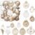 Christmas Ball Ornaments Set, 34PCS Clear Plastic Shatterproof Christmas Ornaments for Xmas Tree Hanging Decorations, for Indoor Home Thanksgiving Party Decor – Champagne/White.