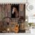 Mocsicka Western Cowboy Shower Curtain, Southwest Country Farmhouse Barn Design, Waterproof Polyester Fabric, 72 x 72 Inch, Brown, 12 Hooks