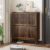 Shoe Cabinet, Shoe Storage Cabinet with Louvered 2 Flip Drawers, Narrow Shoe Cabinet Storage for Entryway, Freestanding Shoe Organizer Cabinet with Golden Handles, Slim Shoe Rack Cabinet (Walnut)
